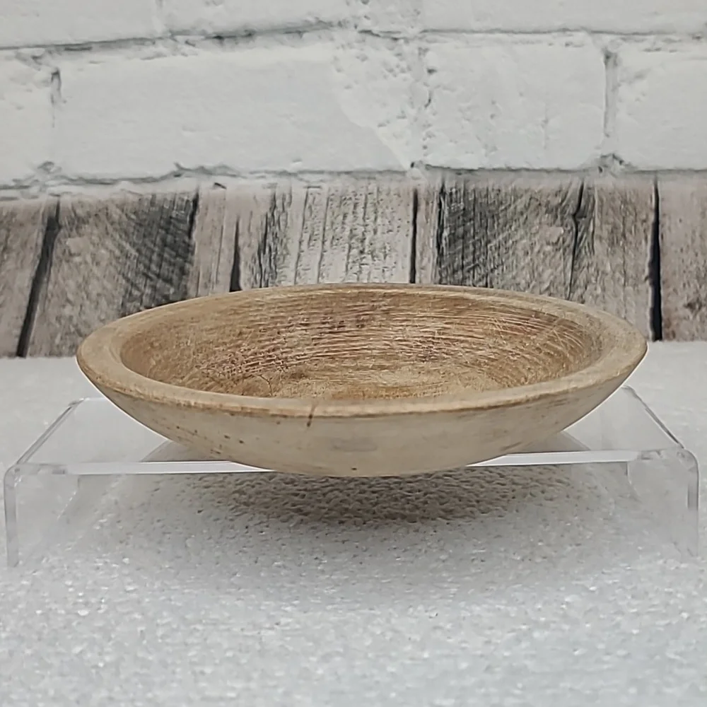 Vintage Farmhouse Mid Century Modern Wooden Small Hand Carved Dough/Salad Bowl